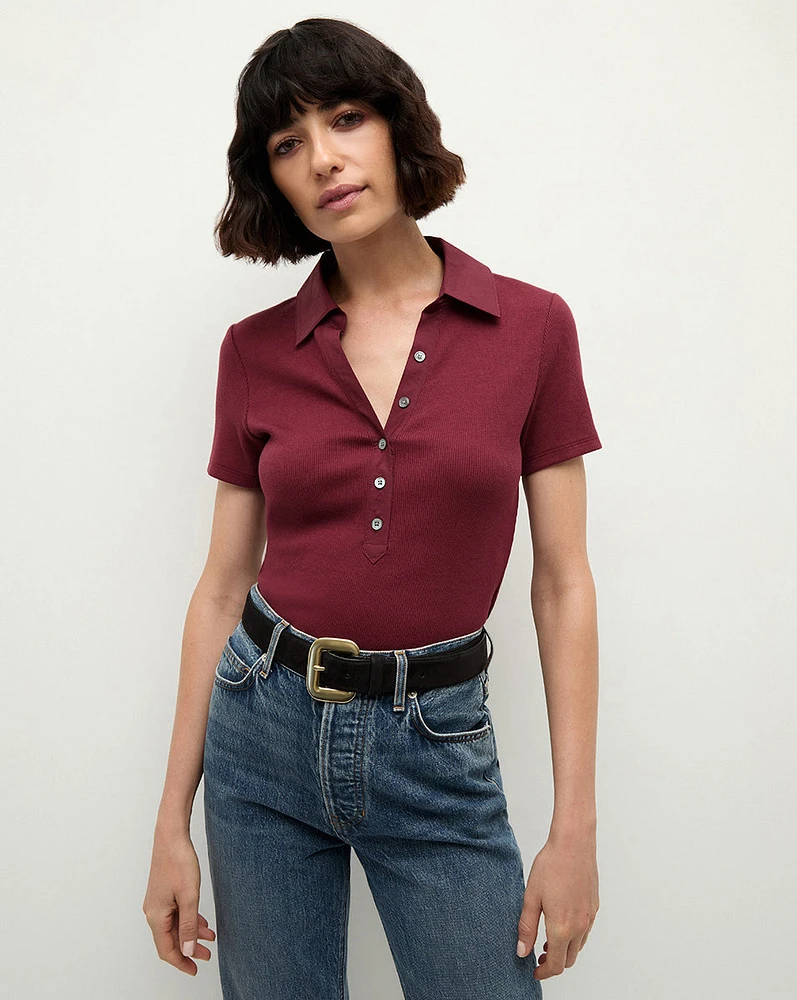 Kearney Tee With Scp Combo in Wine | Veronica Beard