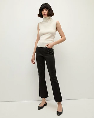 Carson Leather Kick-Flare Pant in Black | Veronica Beard