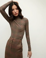 Nate Plaid Turtleneck in Camel/Black | Veronica Beard