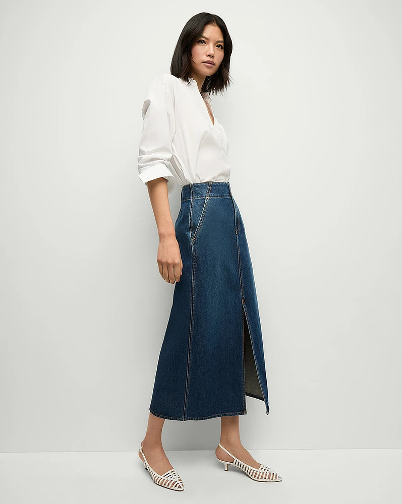 Patricia Denim Skirt in Evening Dusk | Veronica Beard