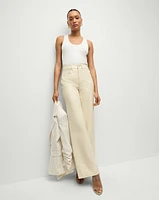 Taylor Vegan Wide-Leg Jean in Ecru | Veronica Beard