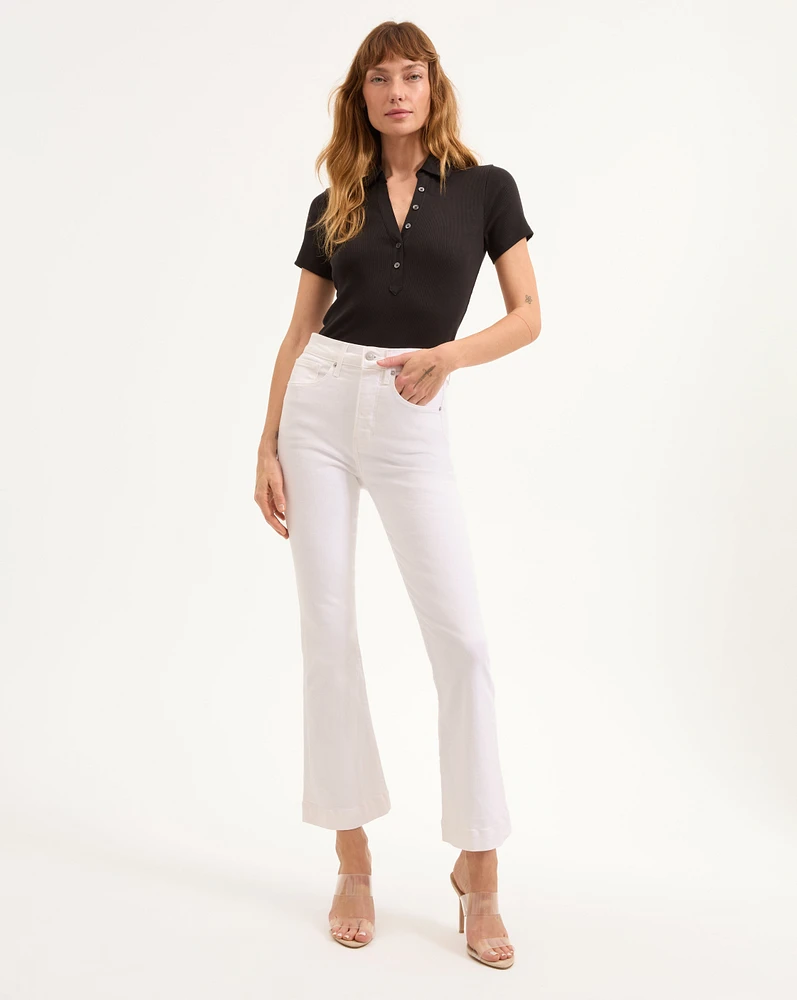 Carson Kick-Flare Jean in White | Veronica Beard