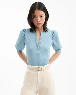 Coralee Puff-Sleeve Tee in Sea Glass | Veronica Beard