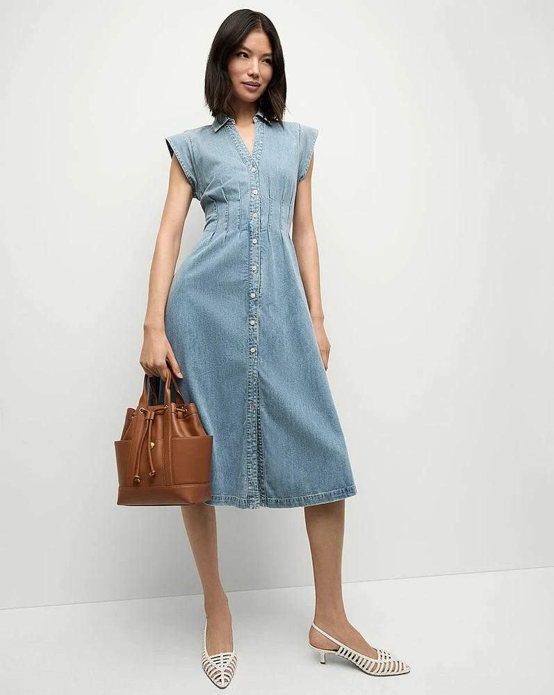 Ruben Denim Midi Dress in Light Blue Denim | Veronica Beard