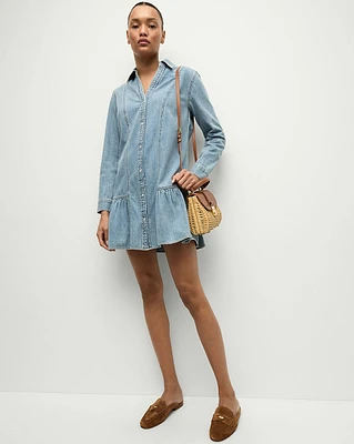 Catherine Denim Dress in Light Blue Denim | Veronica Beard