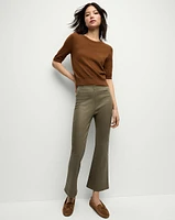 Carson Coated Kick-Flare Jeans in Khaki | Veronica Beard