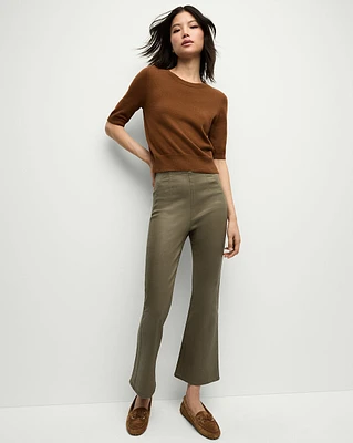 Carson Coated Kick-Flare Jeans in Khaki | Veronica Beard