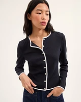 Wilmer Cropped Cardigan in Navy | Veronica Beard