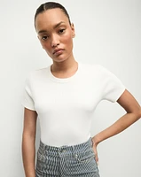 Pruitt Short Sleeve Bodysuit in White | Veronica Beard