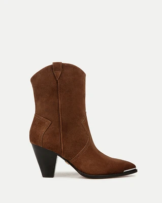 Cody Suede Western Bootie in Cedar | Veronica Beard