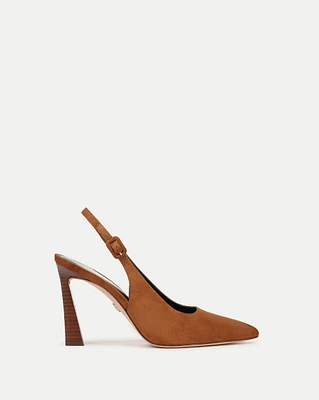 Callie Suede Slingback Pump in Caramel | Veronica Beard