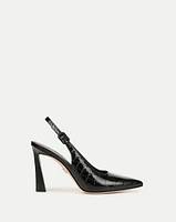 Callie Croc-Embossed Slingback Pump in Black | Veronica Beard