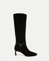 Kenzie Mid-Heel Tall Boot Wide-Calf in Black | Veronica Beard