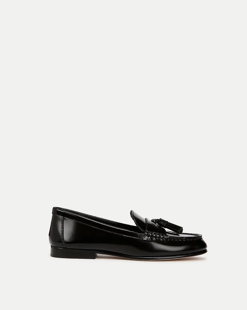 Penny Leather Tassel Loafer in Black | Veronica Beard