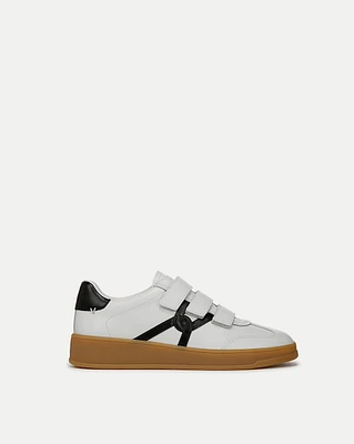 Reagan Velcro Sneaker in White/Black | Veronica Beard