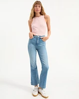 Carson High Rise Cropped Flare Jeans in Light Blue Denim | Veronica Beard