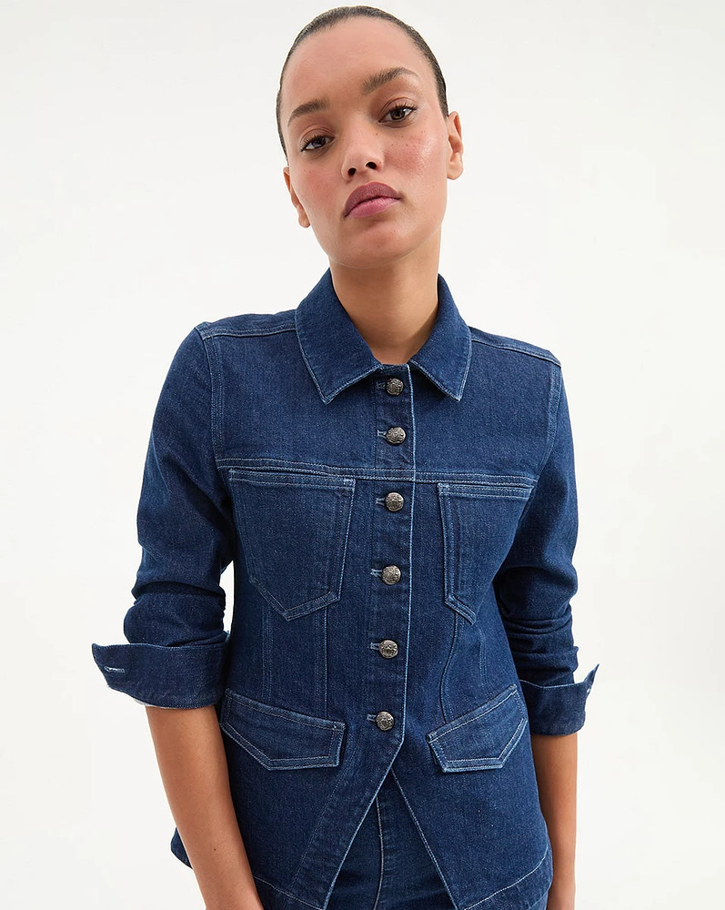 Alfie Denim Jacket in Indigo Rinse | Veronica Beard