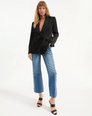 Dylan Studded Straight-Leg Jean in Blue Denim | Veronica Beard