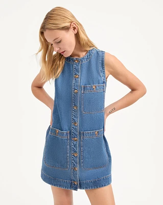 Oakley Denim Minidress in Cornflower Blue | Veronica Beard