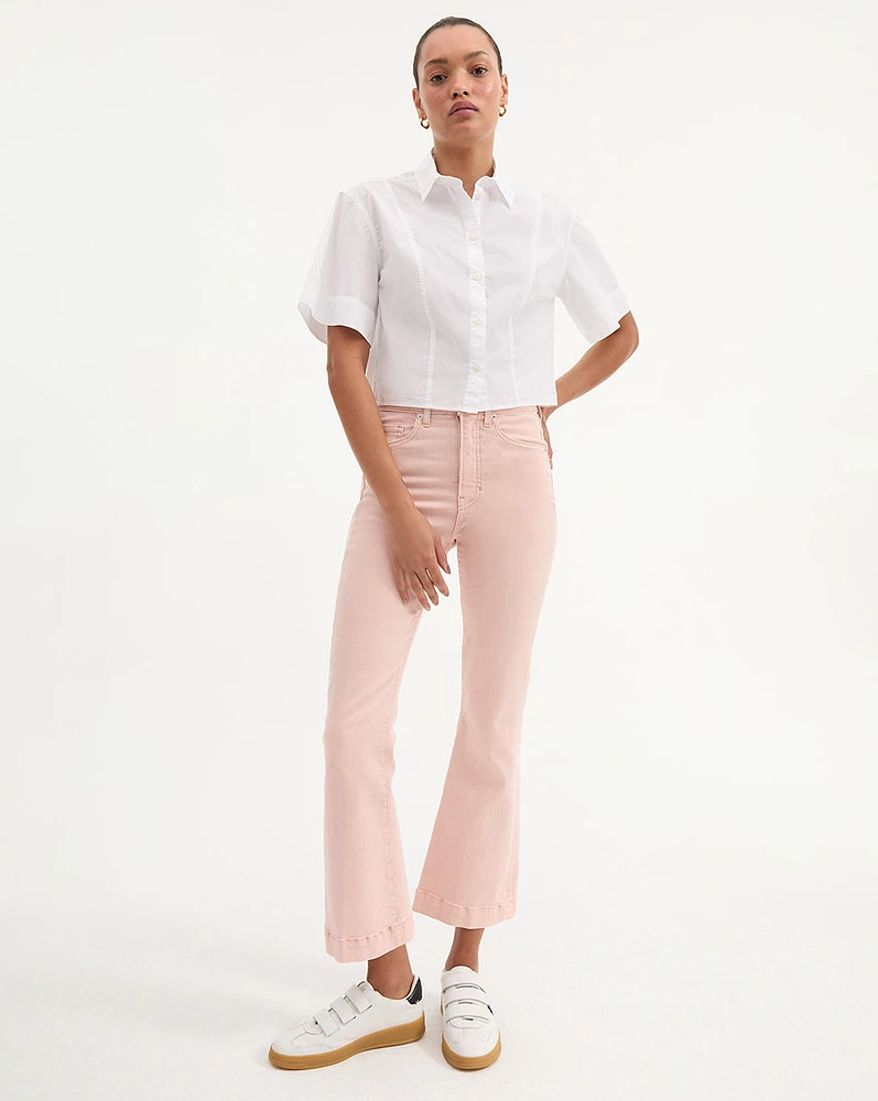 Carson High Rise Cropped Flare Jeans in Pink Shell | Veronica Beard