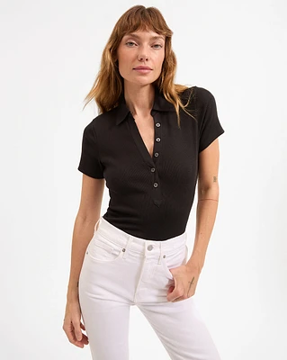 Kearney Button-Down Tee in Black | Veronica Beard