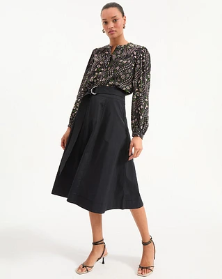 Facia A-Line Midi Skirt in Black | Veronica Beard