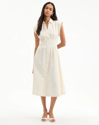 Ruben Cotton Midi Dress in Ecru | Veronica Beard