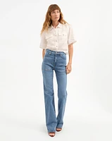 Crosbie Patch-Pocket Slim Wide-Leg Jean in Sedona River | Veronica Beard