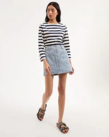 Moxie Denim Mini Skirt in Silverwood Blue | Veronica Beard