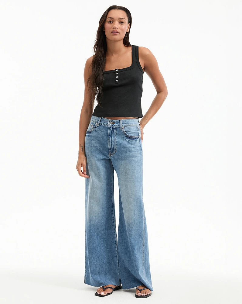 Kasey Mid Rise Wide-Leg Jean in Dusted Glare | Veronica Beard