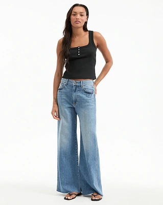 Kasey Mid Rise Wide-Leg Jean in Dusted Glare | Veronica Beard