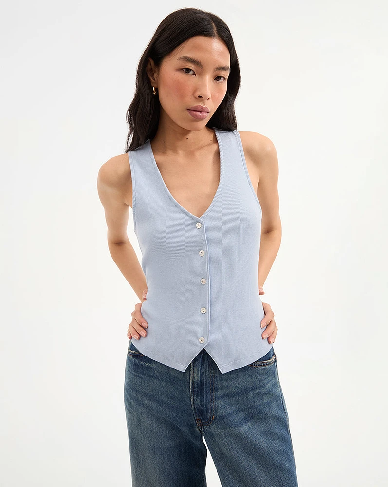 Hoorne Tank Top in Bluebell | Veronica Beard