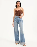 Taylor Cuffed Wide-Leg Jean in Bright Nova | Veronica Beard