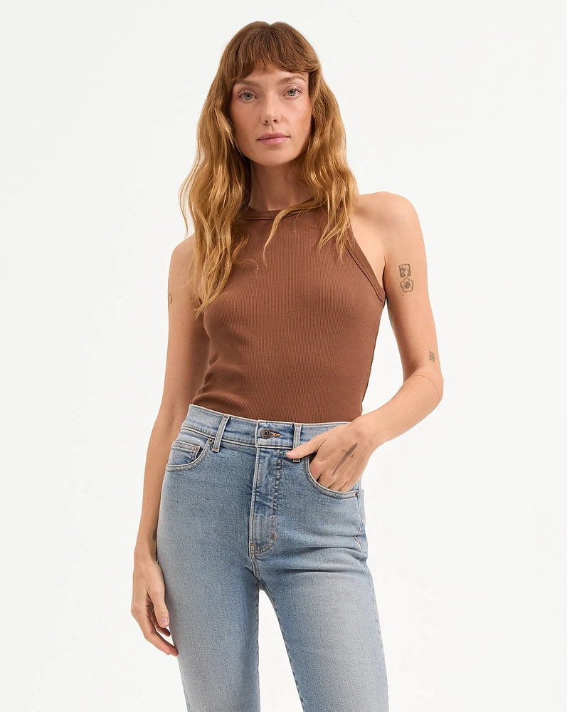 Jordyn Cropped Tank Top in Light Chicory | Veronica Beard