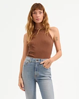 Jordyn Cropped Tank Top in Light Chicory | Veronica Beard