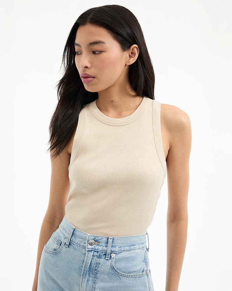 Jordyn Cropped Tank Top in Limestone | Veronica Beard