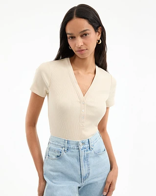Dekalb Short-Sleeve Top in Limestone | Veronica Beard