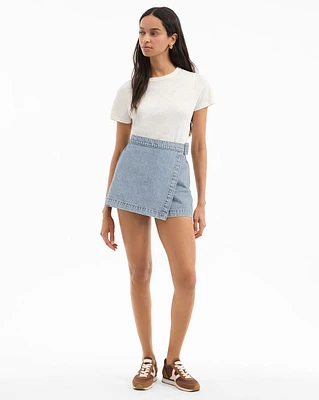 Diaz Denim Skort in Silverwood Blue | Veronica Beard