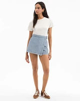 Diaz Denim Skort in Silverwood Blue | Veronica Beard