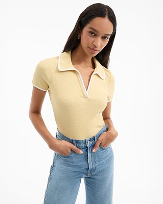 Kearney Tee With Contrast Piping in Chamomile | Veronica Beard