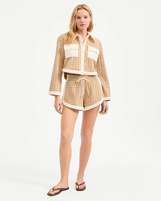 Mulberry Drawstring Short in Stone Khaki | Veronica Beard