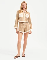 Mulberry Drawstring Short in Stone Khaki | Veronica Beard