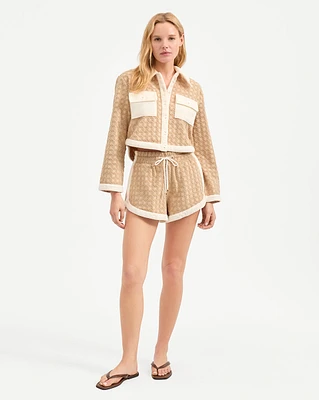 Mulberry Drawstring Short in Stone Khaki | Veronica Beard