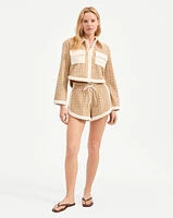 Mulberry Drawstring Short in Stone Khaki | Veronica Beard