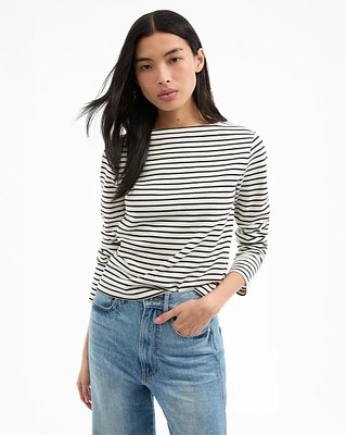 Hovey Striped Top in Dove/Black | Veronica Beard