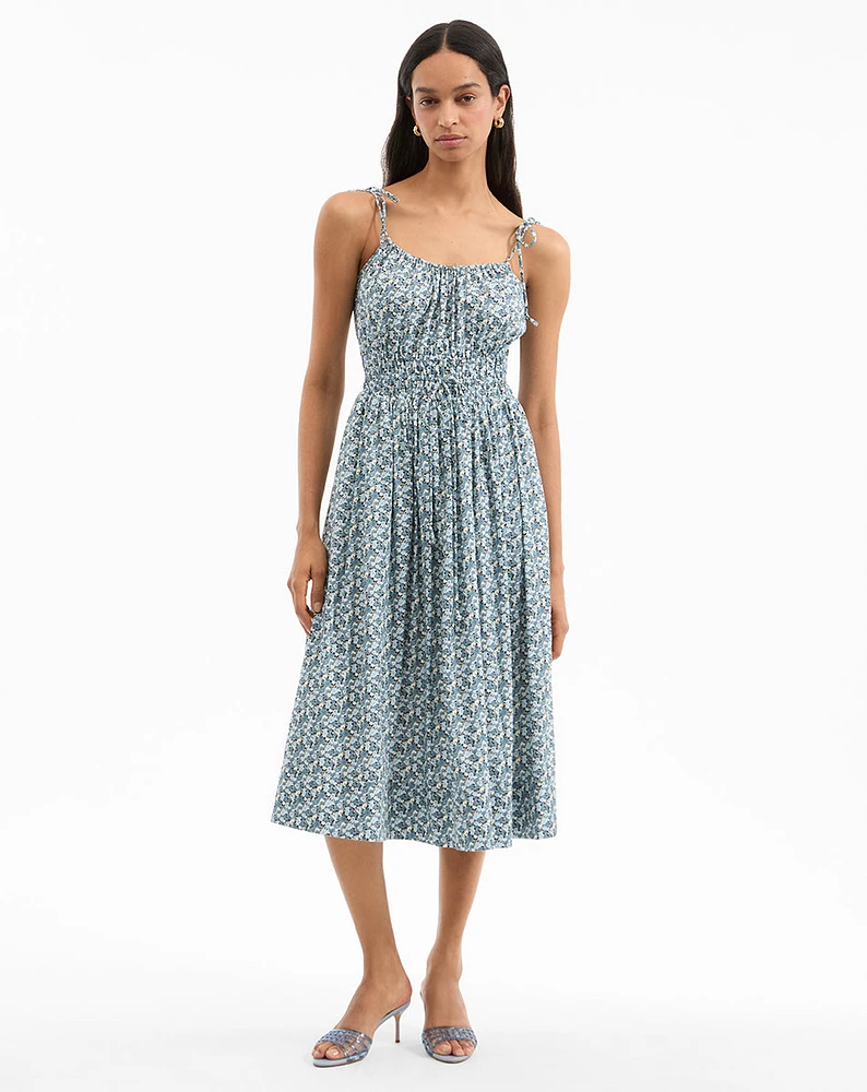 Millie Floral Midi Dress in Lake Mist Multi | Veronica Beard