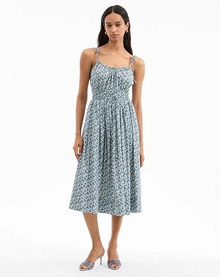 Millie Floral Midi Dress in Lake Mist Multi | Veronica Beard