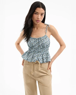 Erving Floral Peplum Top in Lake Mist Multi | Veronica Beard