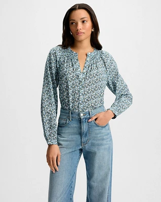 Madge Floral Blouse in Lake Mist Multi | Veronica Beard
