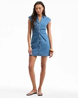 Maura Ruched Denim Dress in Serendipity | Veronica Beard